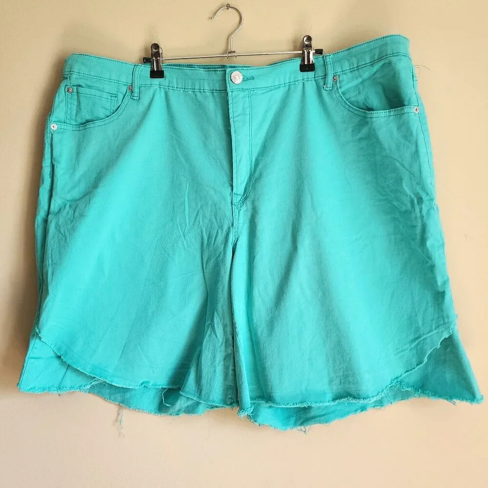 Ashley Stewart - Women's Plus Denim Mint Green Shorts Size 28 - Picture 2 of 7